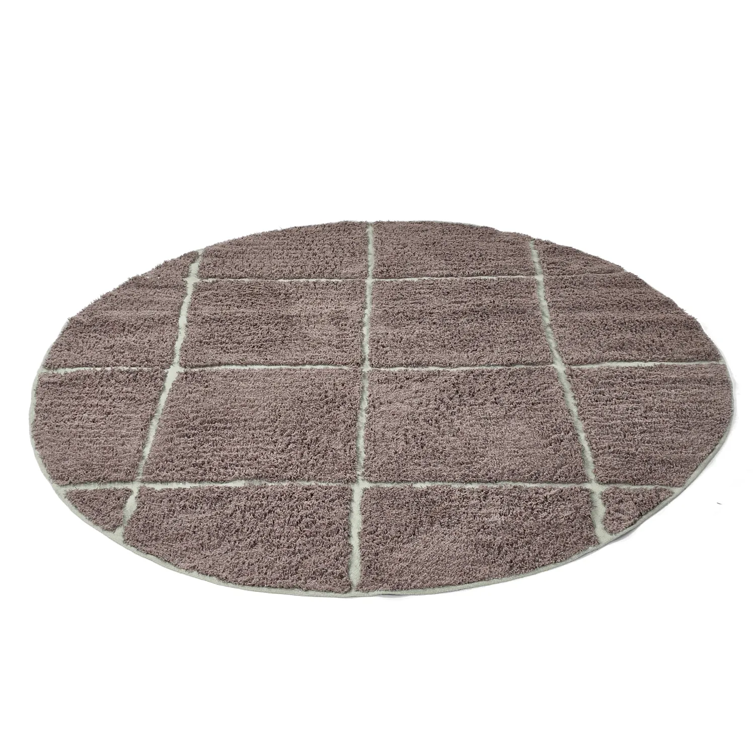 Round rug - Bellevue Natural Cotton Shaggy (taupe/green)