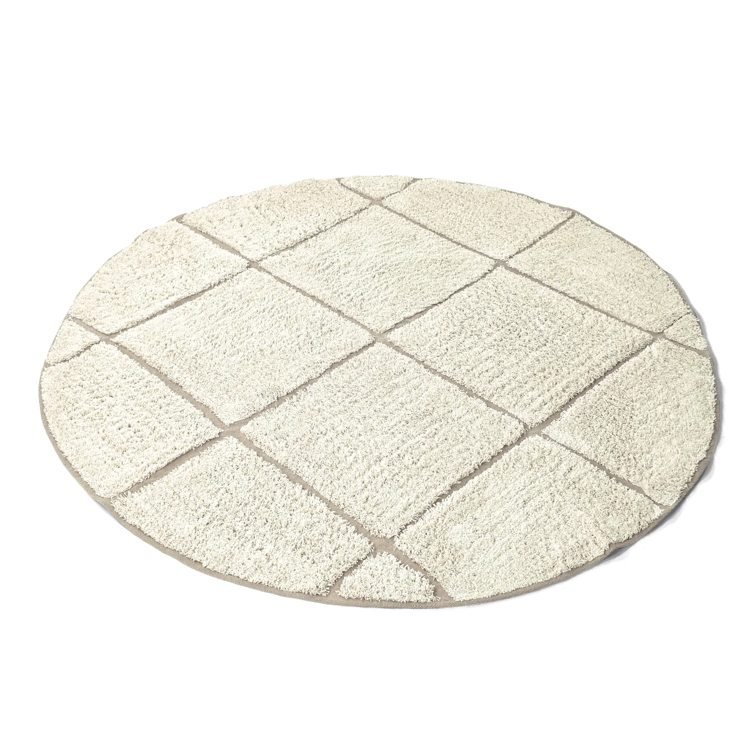 Round rug - Bellevue Natural Cotton Shaggy (off white/beige)