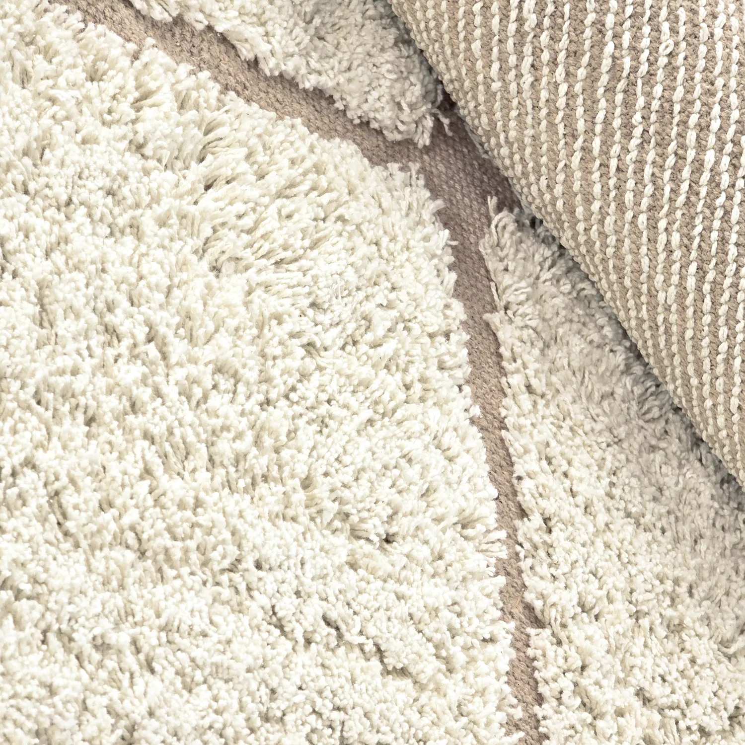 Round rug - Bellevue Natural Cotton Shaggy (off white/beige)