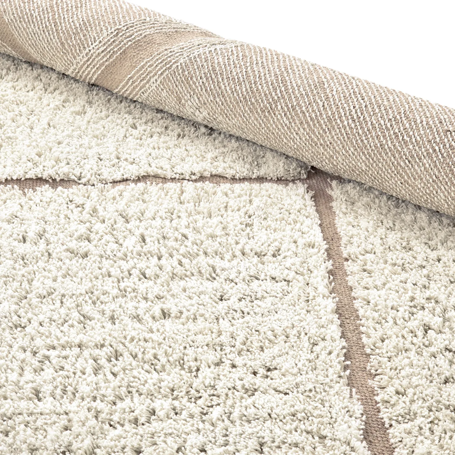 Round rug - Bellevue Natural Cotton Shaggy (off white/beige)