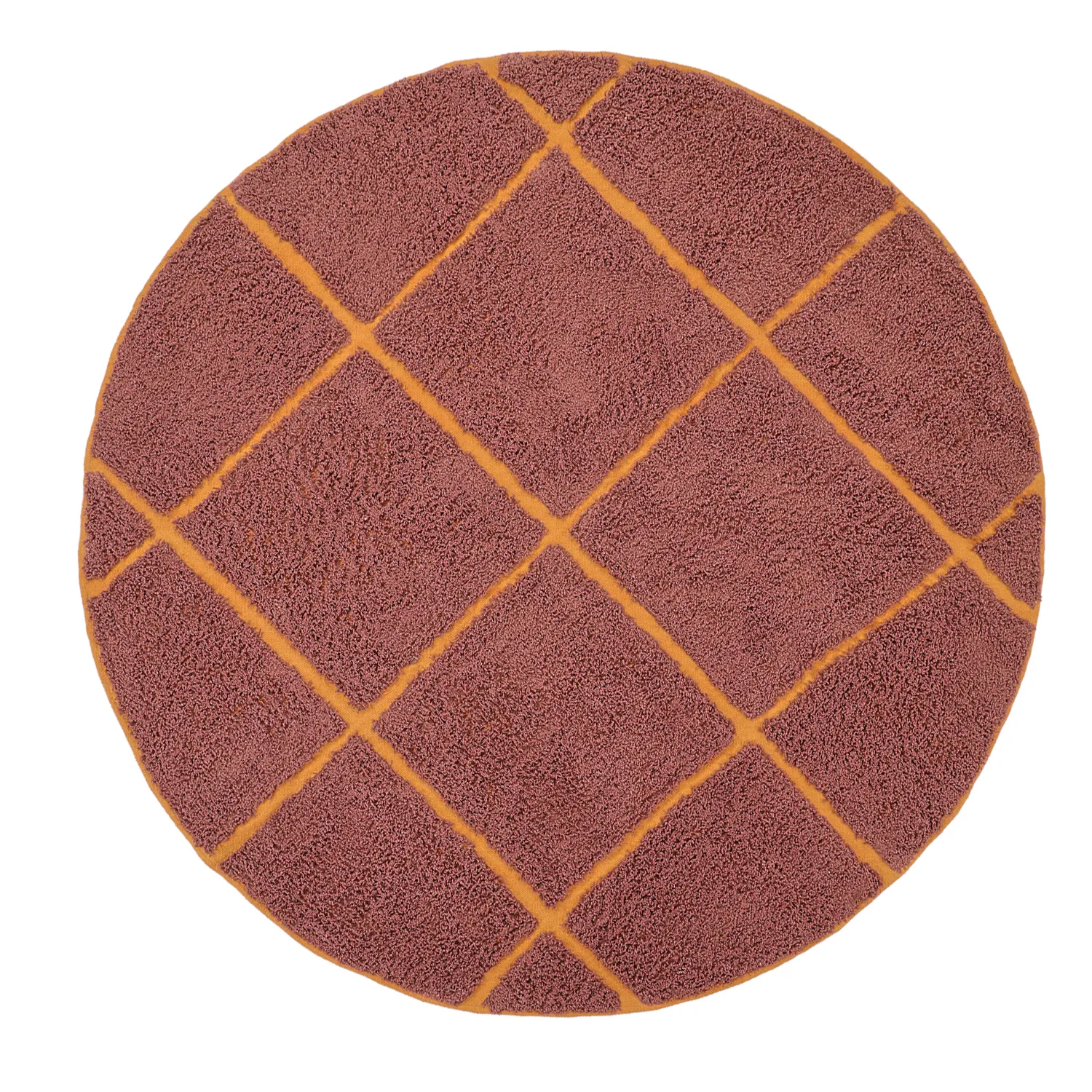 Round rug - Bellevue Natural Cotton Shaggy (red/orange)