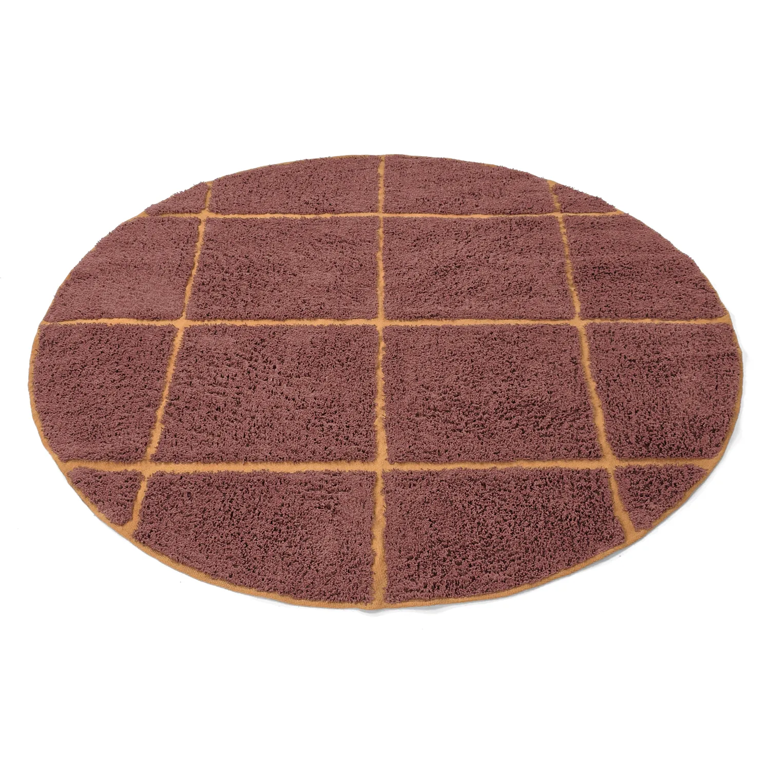 Round rug - Bellevue Natural Cotton Shaggy (red/orange)