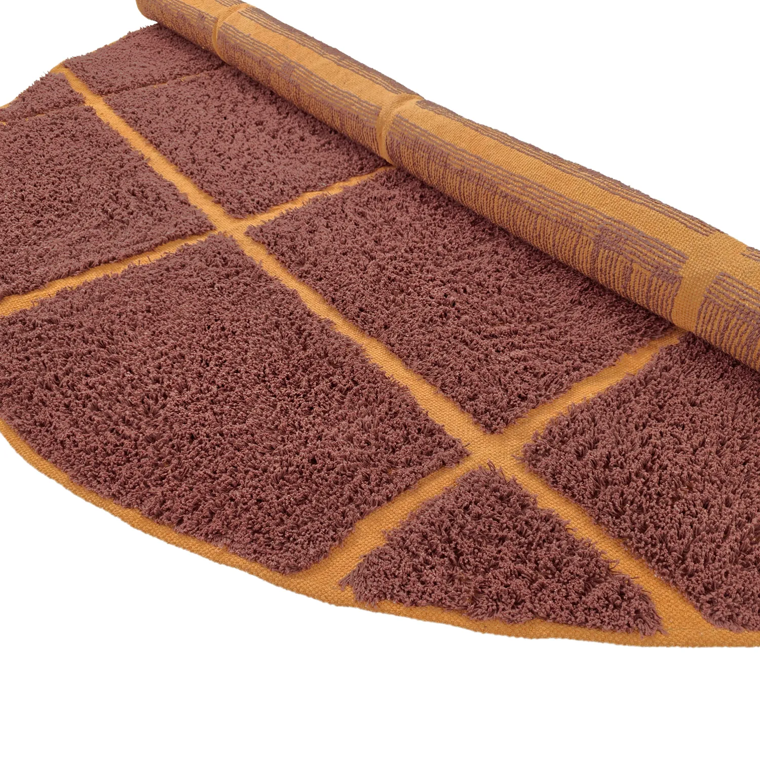 Round rug - Bellevue Natural Cotton Shaggy (red/orange)
