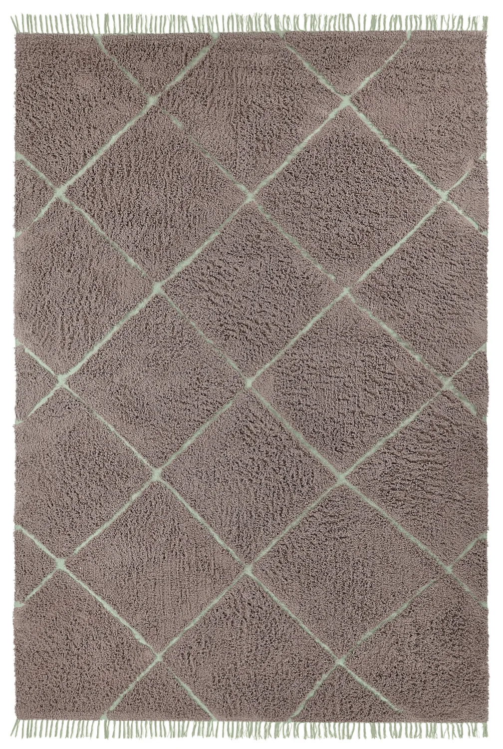 Shaggy rugs - Bellevue Natural Cotton Shaggy (taupe/green)
