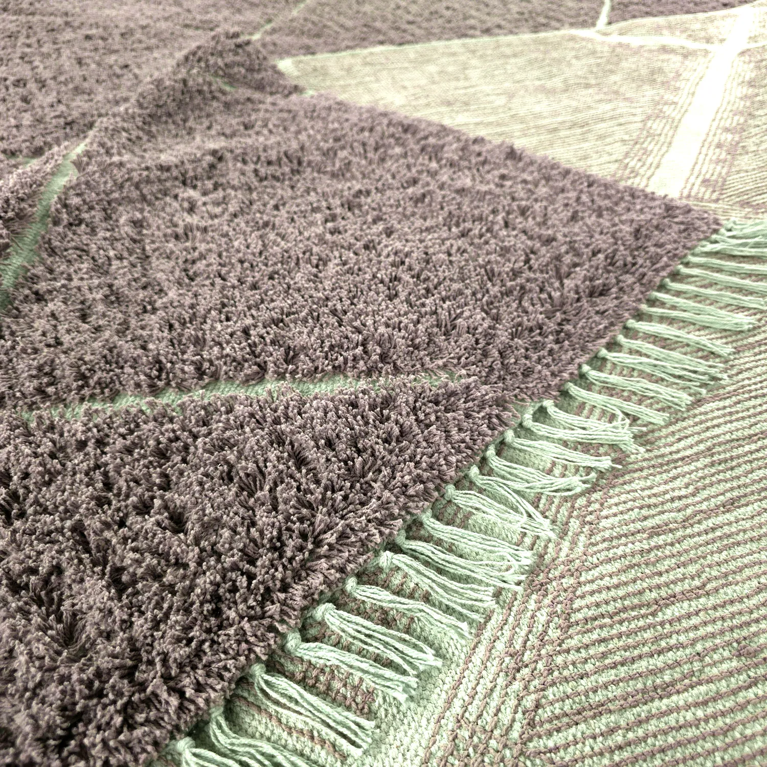 Shaggy rugs - Bellevue Natural Cotton Shaggy (taupe/green)
