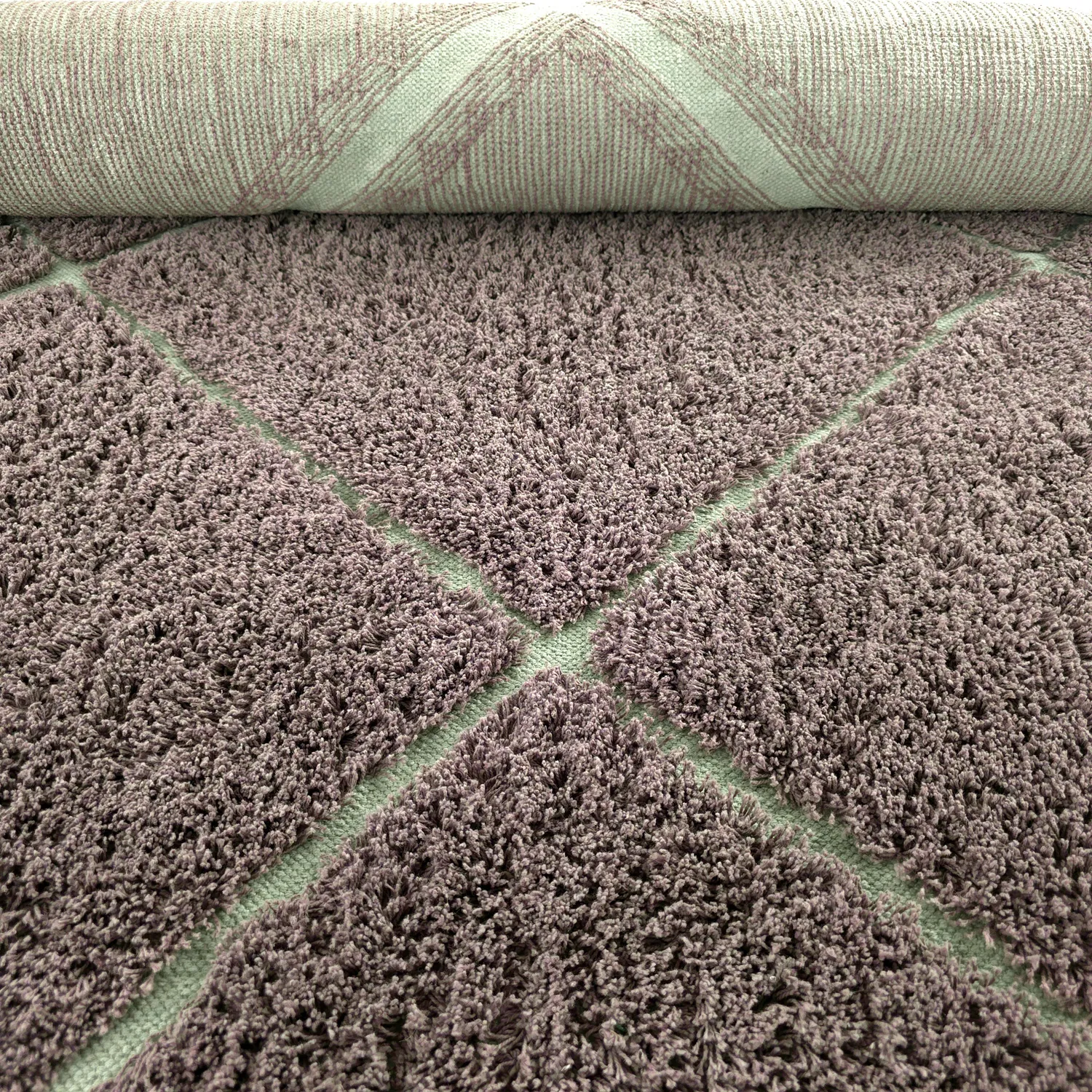 Shaggy rugs - Bellevue Natural Cotton Shaggy (taupe/green)