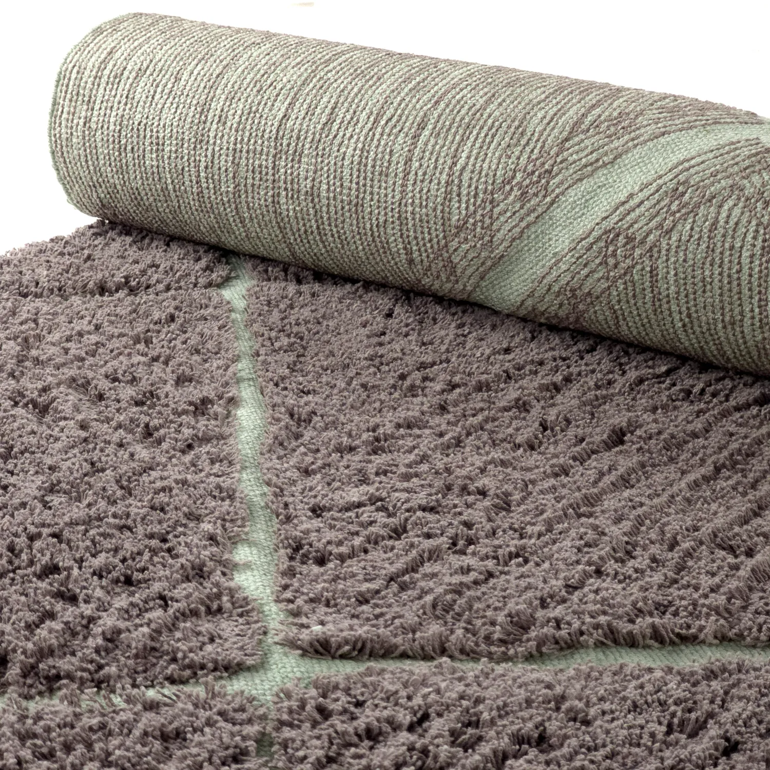 Shaggy rugs - Bellevue Natural Cotton Shaggy (taupe/green)