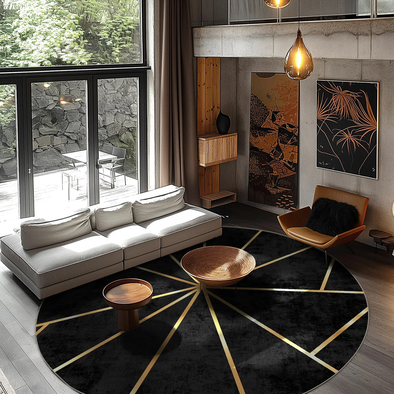 Round rug - Bellizzi (black)
