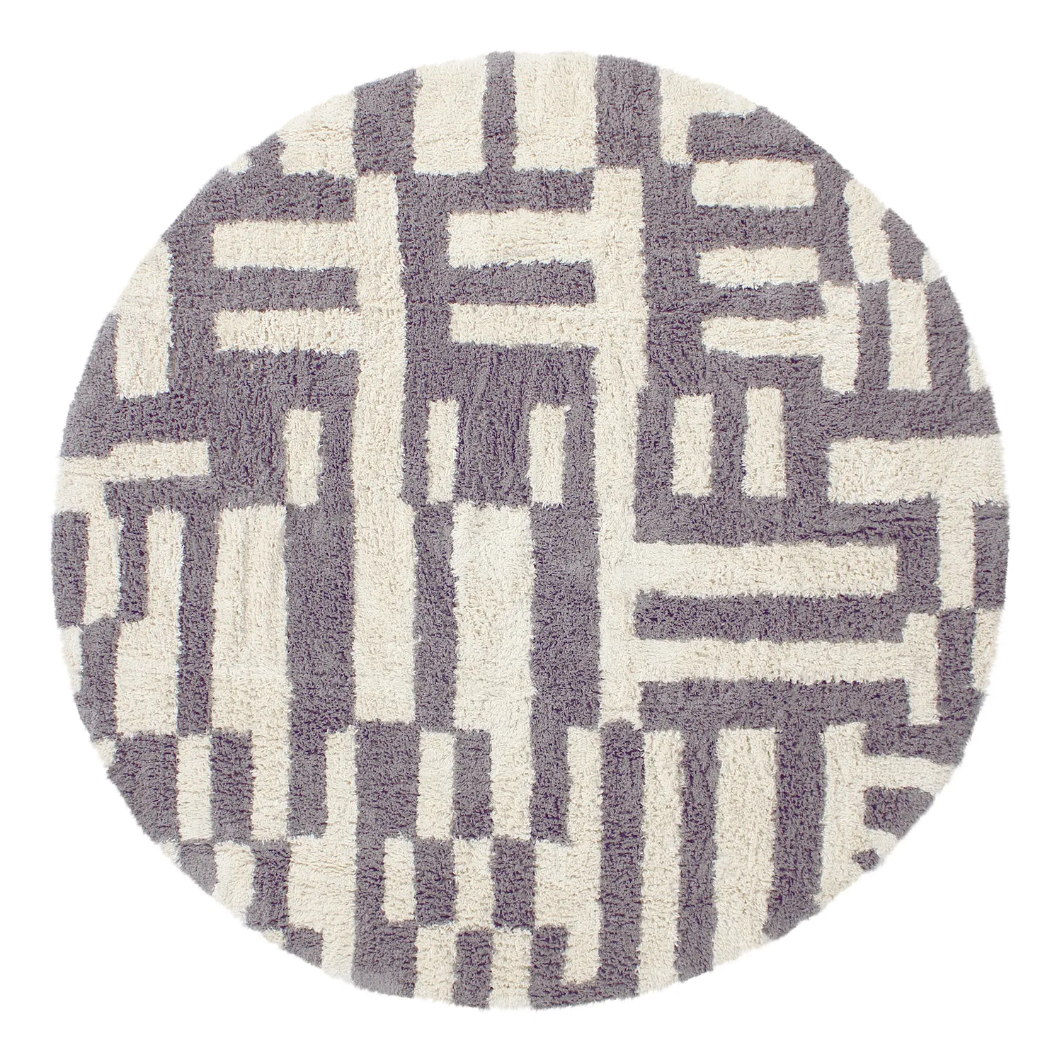 Round rug - Bergamo Natural Cotton Shaggy (grey/white)
