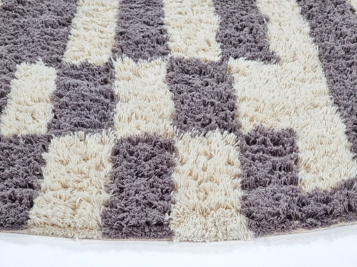 Round rug - Bergamo Natural Cotton Shaggy (grey/white)