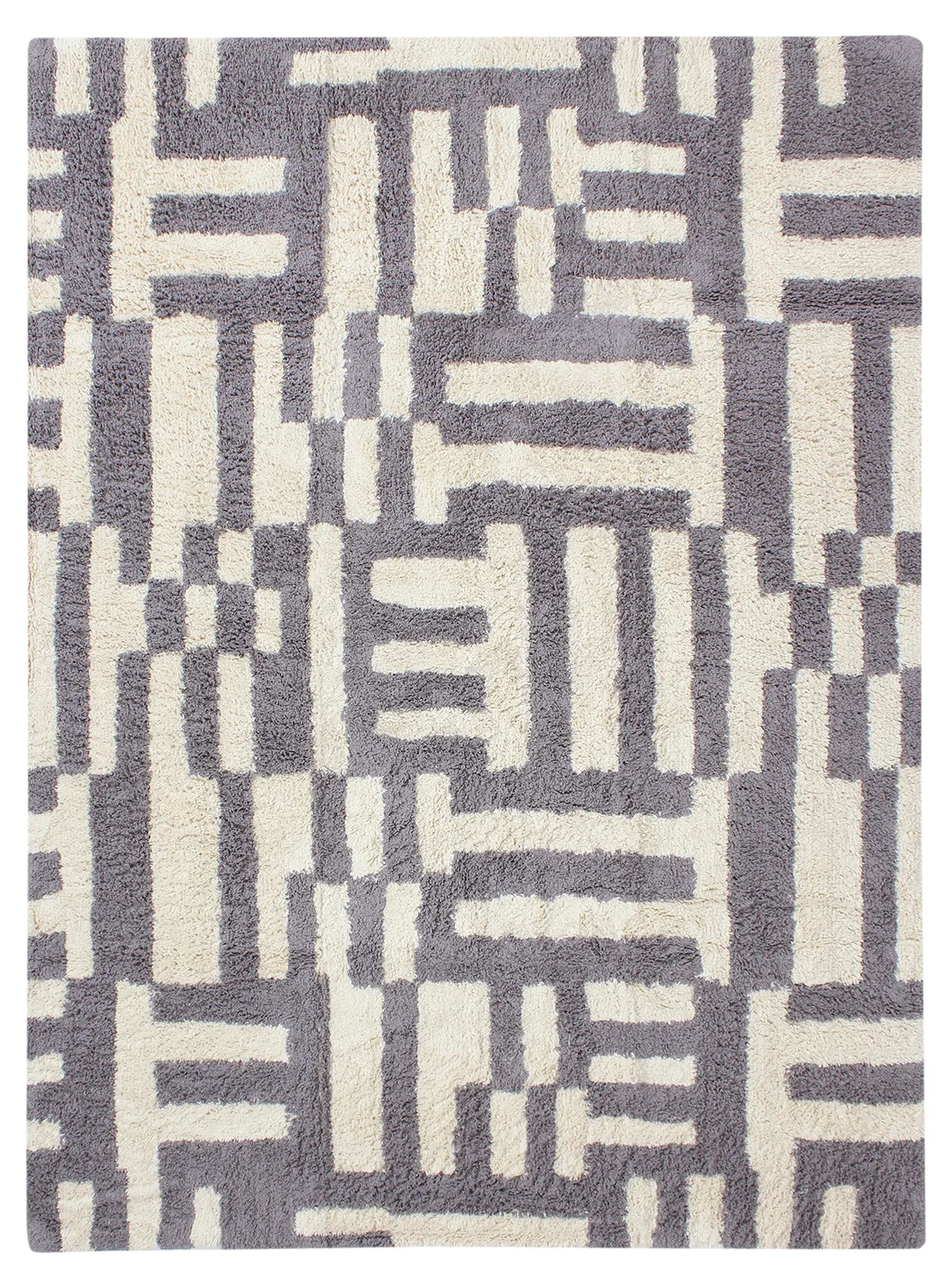 Shaggy rugs - Bergamo Natural Cotton Shaggy (grey/white)