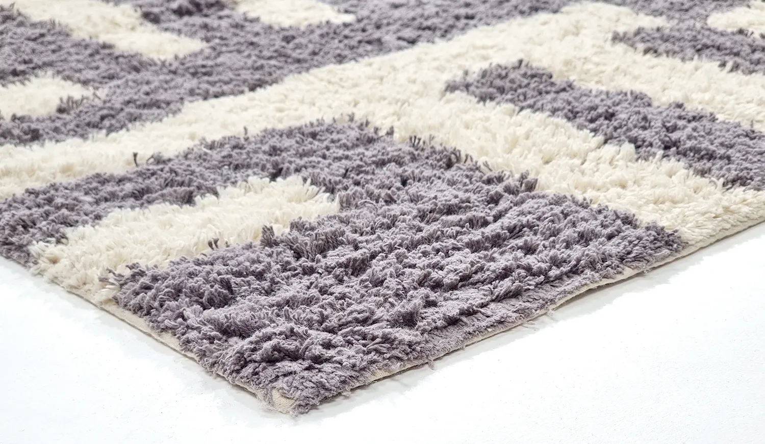Shaggy rugs - Bergamo Natural Cotton Shaggy (grey/white)