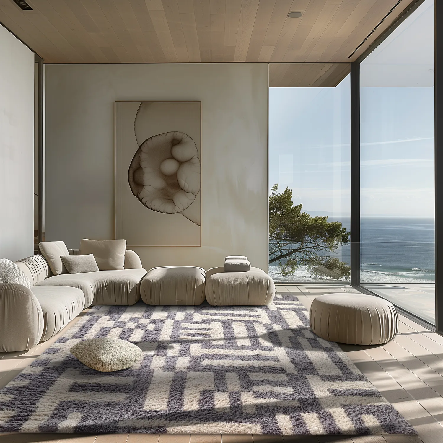 Shaggy rugs - Bergamo Natural Cotton Shaggy (grey/white)
