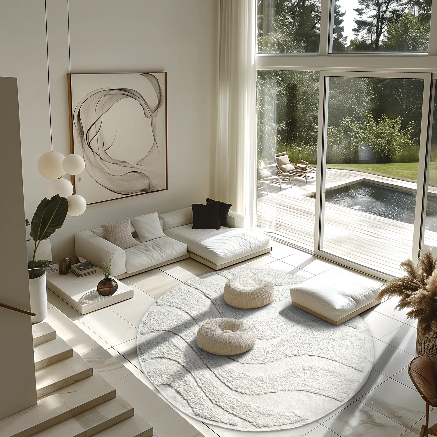 Round rug - Bonnie Natural Cotton Shaggy (offwhite)