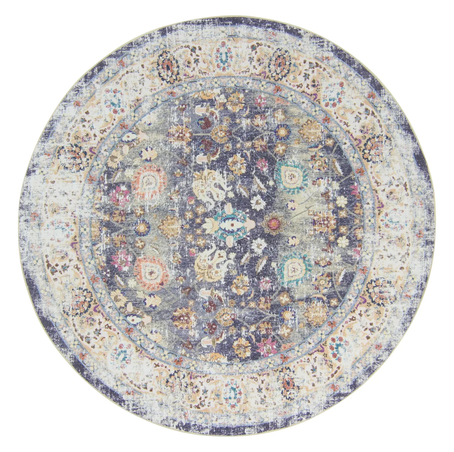 Round rug - Bouhjar (blue/multi)