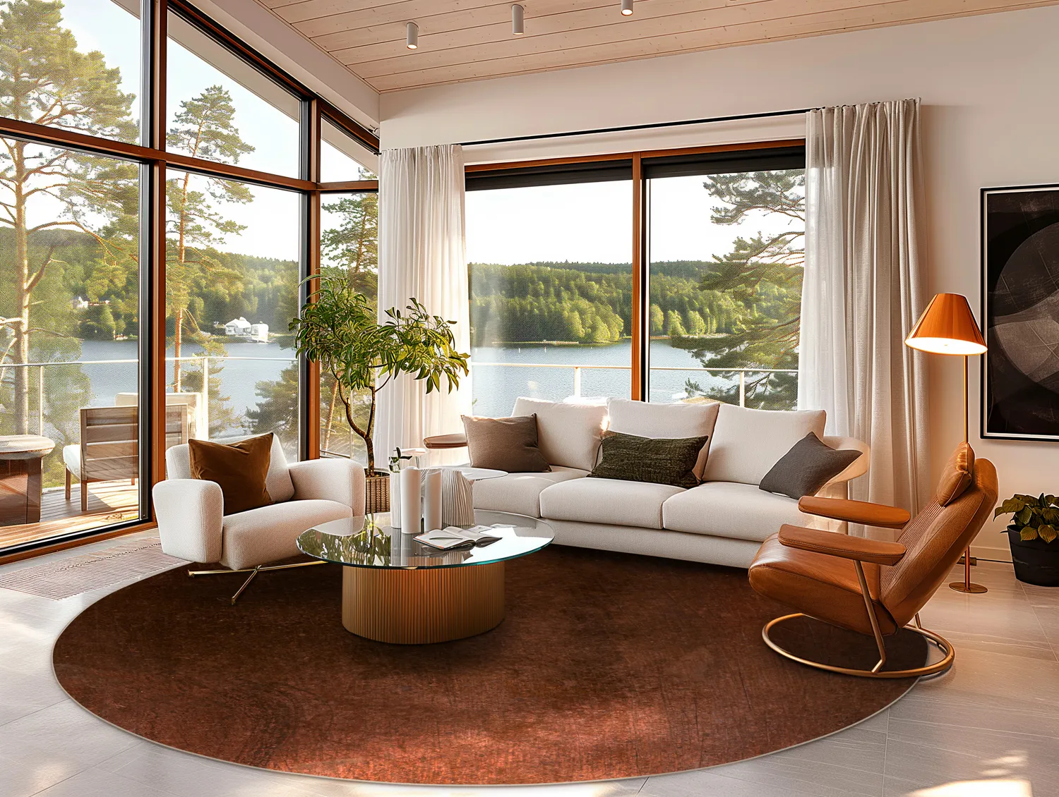 Round rug - Bovera (brown/red)