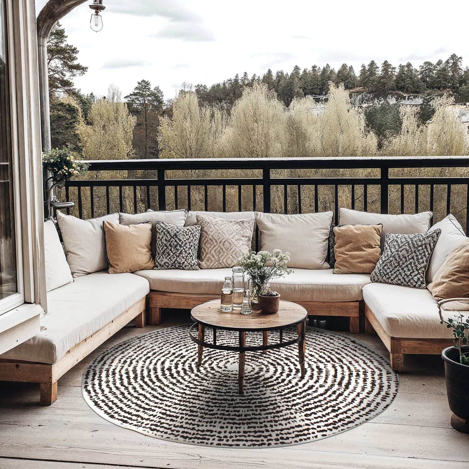 Round rug - Brussels Swirl (black)