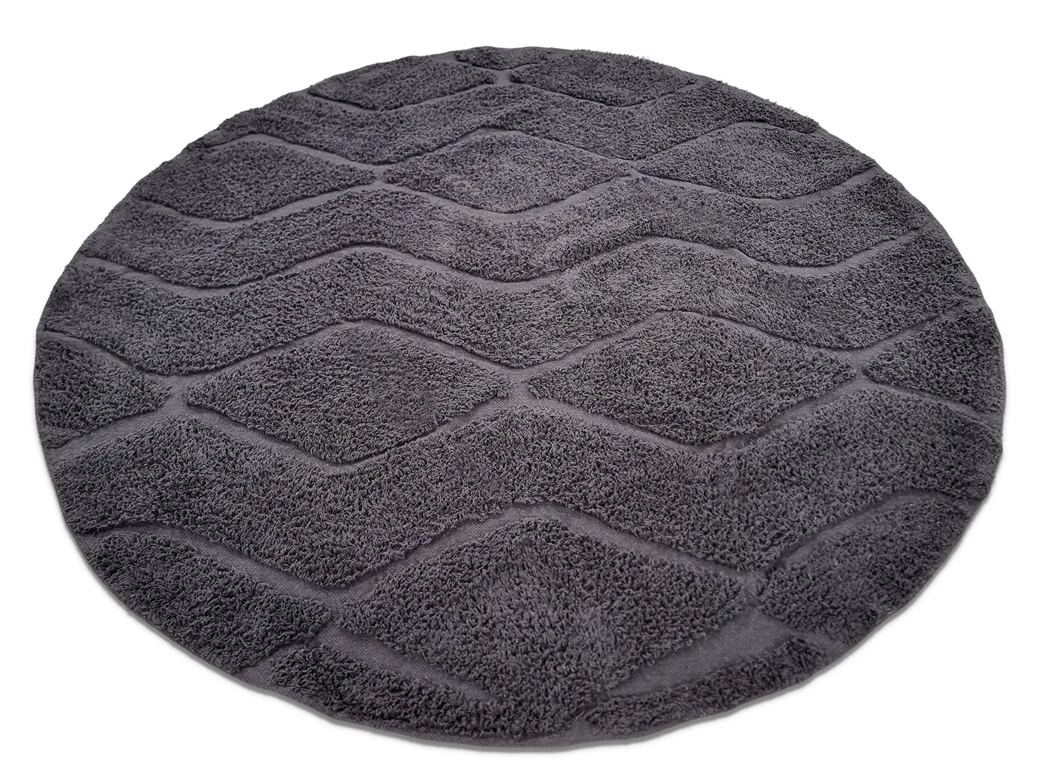 Round rug - Brynn Natural Cotton Shaggy (black)