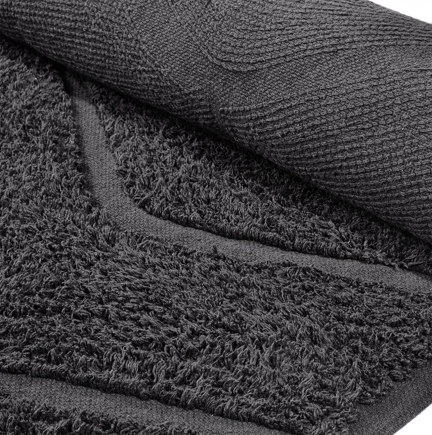 Round rug - Brynn Natural Cotton Shaggy (black)