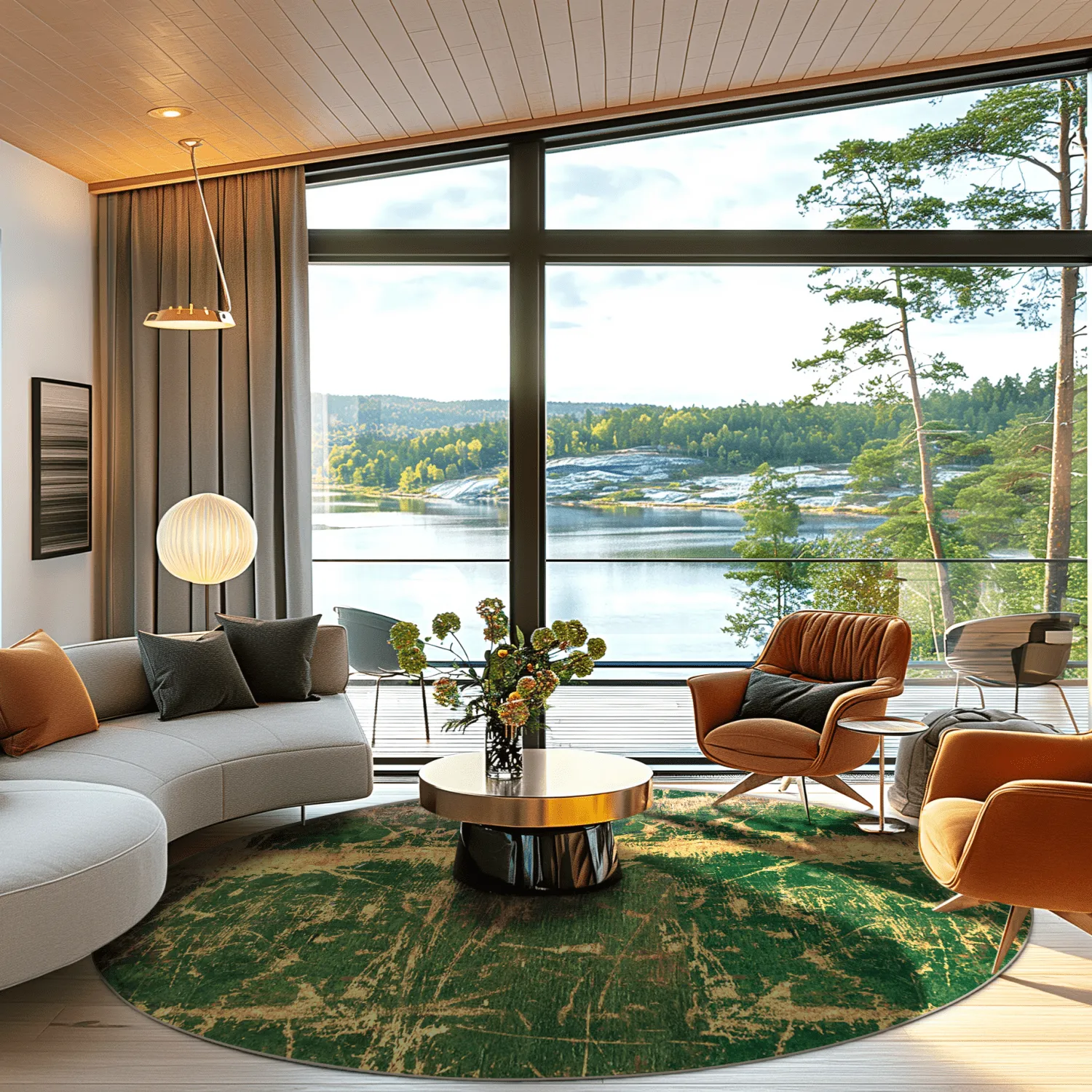Round rug - Cantoria (beige/green)