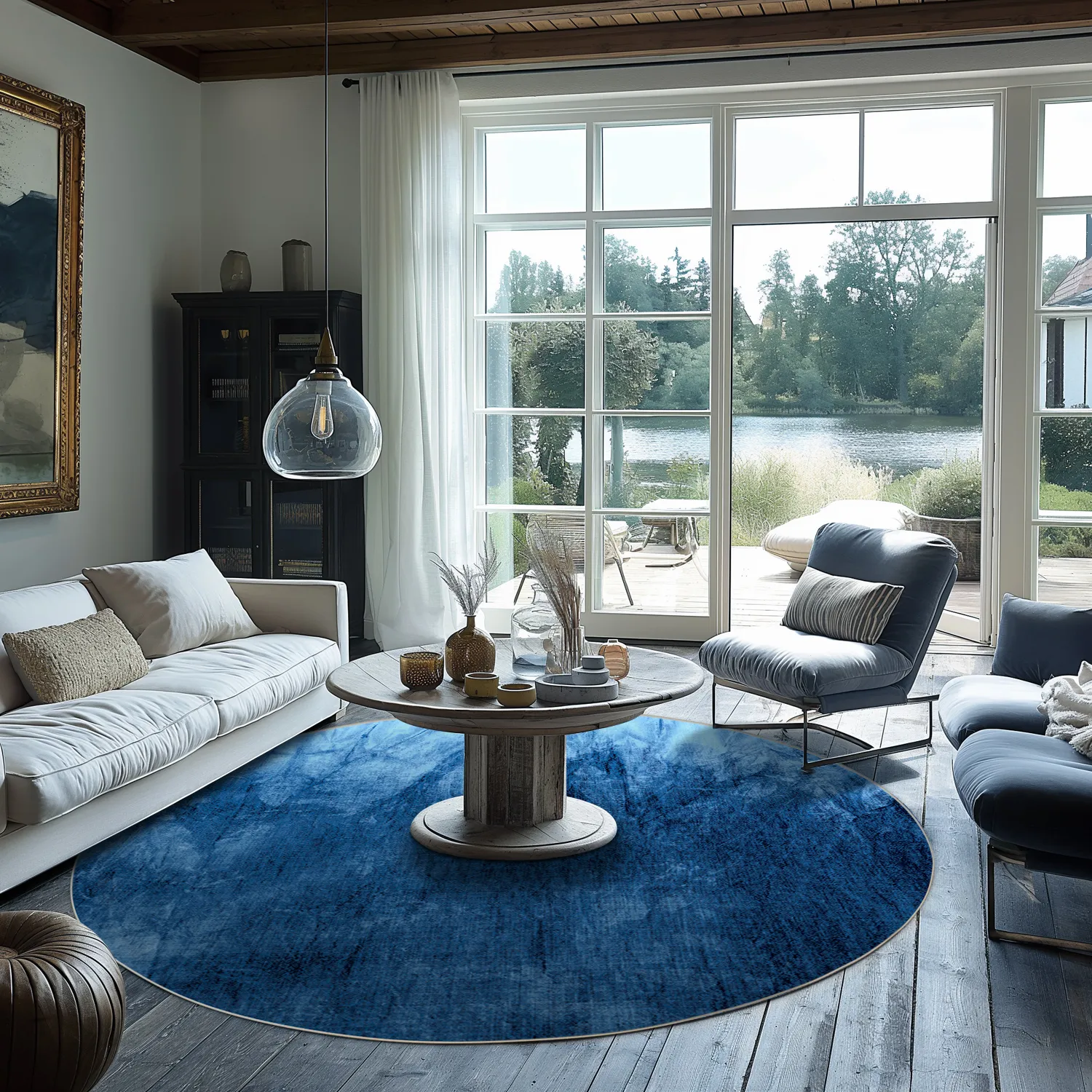 Round rug - Cargese (blue)