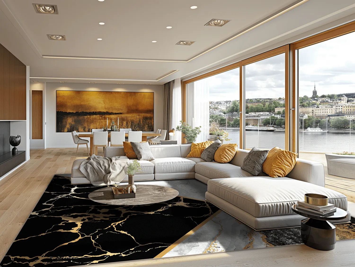 Wilton rug - Cassa (grey/black/gold)