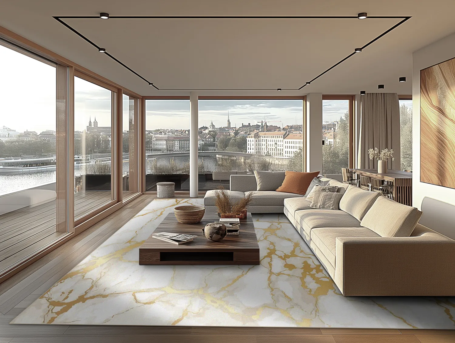 Wilton rug - Cesina (stone/white/gold)