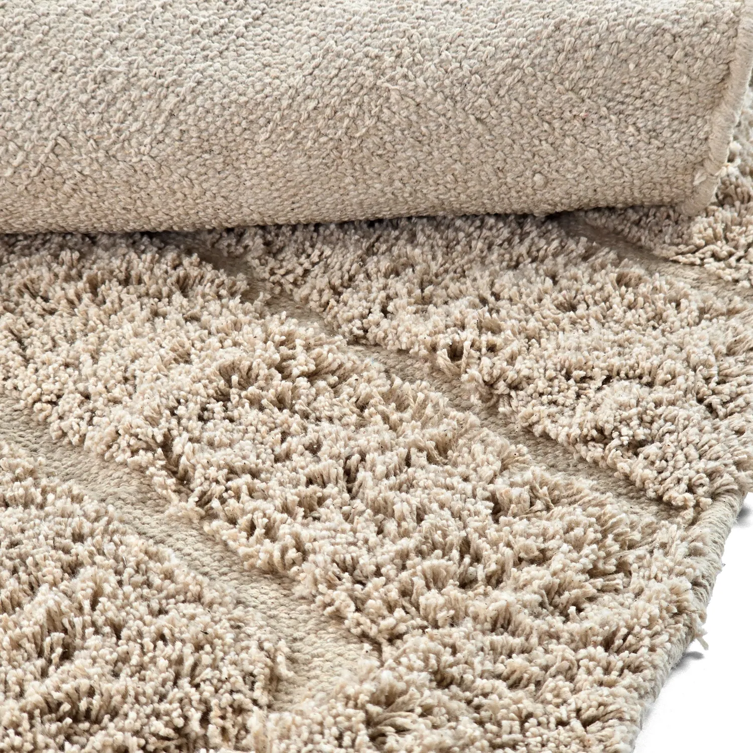 Round rug - Conara Natural Cotton Shaggy (beige)