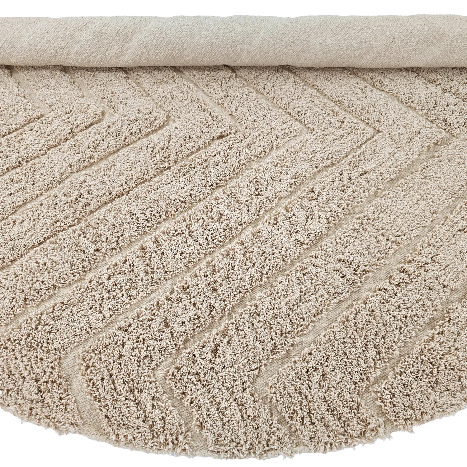 Round rug - Conara Natural Cotton Shaggy (beige)