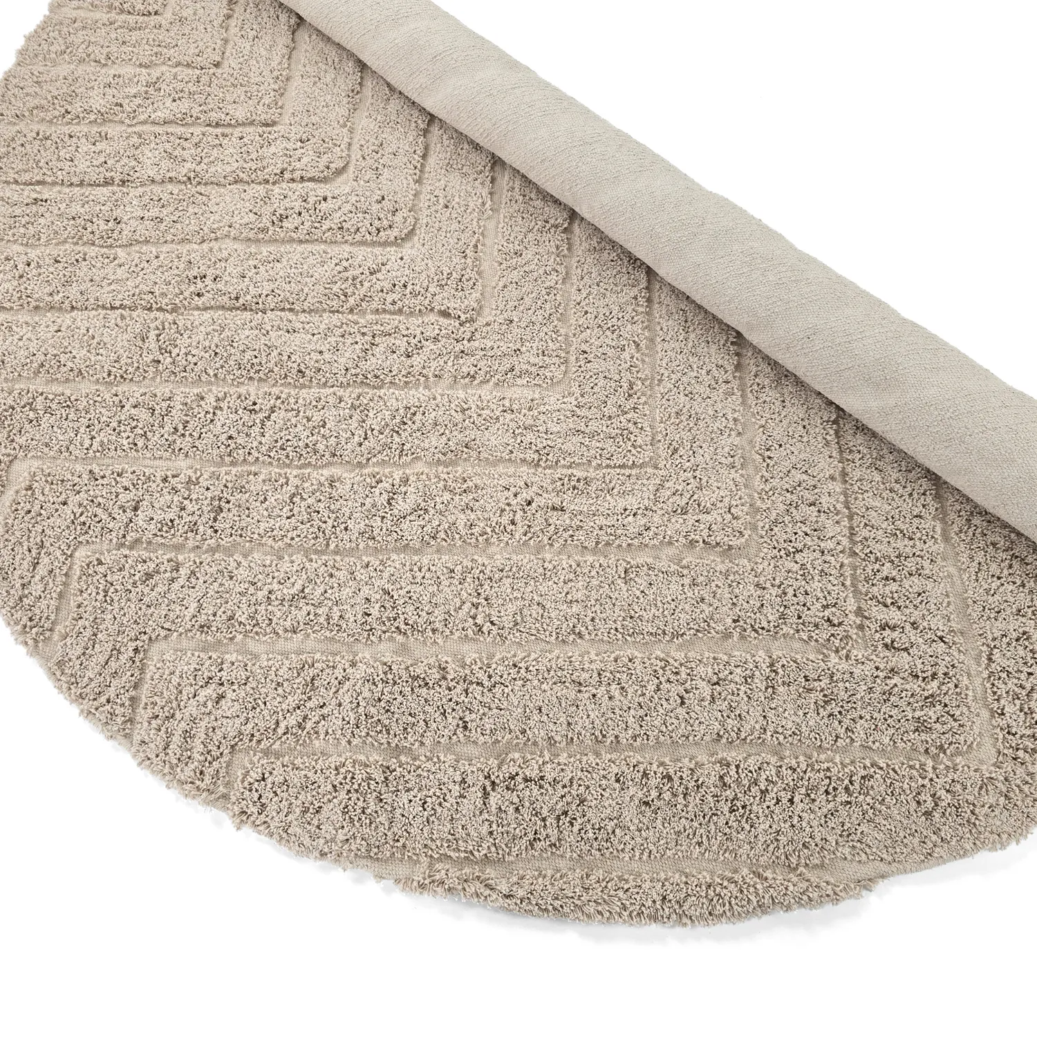 Round rug - Conara Natural Cotton Shaggy (beige)