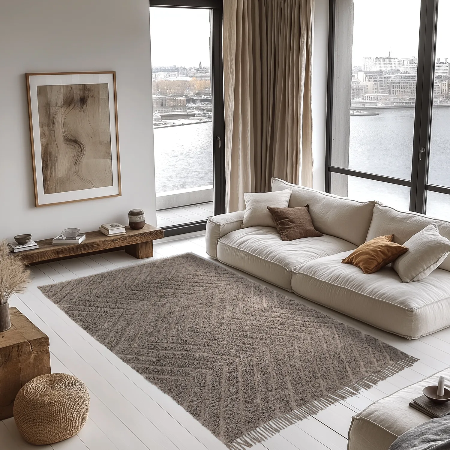 Shaggy rugs - Conara Natural Cotton Shaggy (taupe)