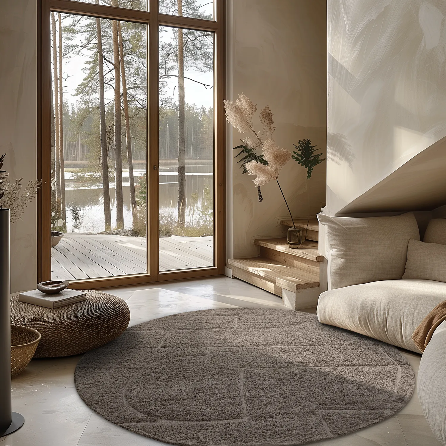 Round rug - Cremona Natural Cotton Shaggy (taupe)