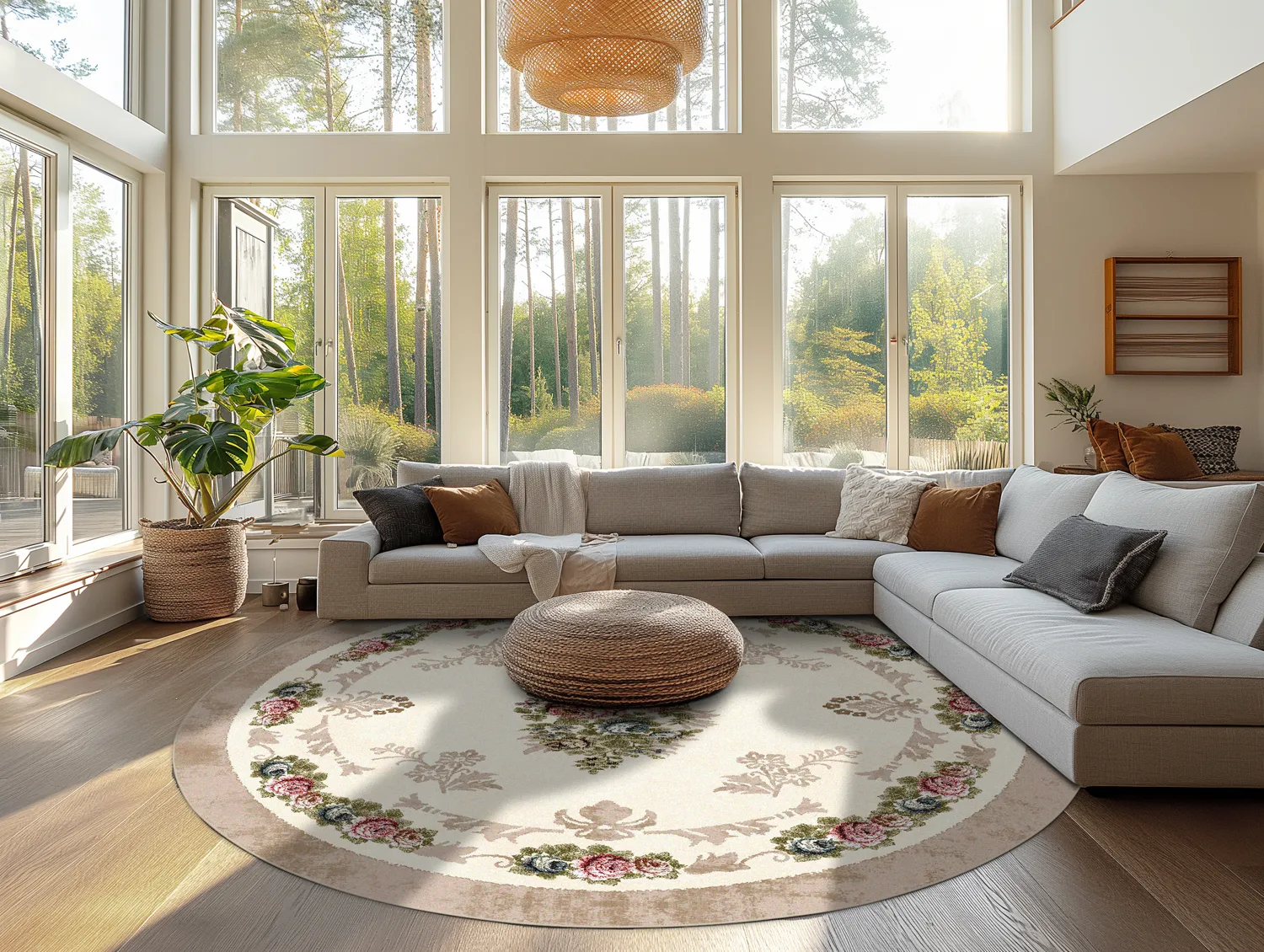 Round rug - Delpha (beige/multi)