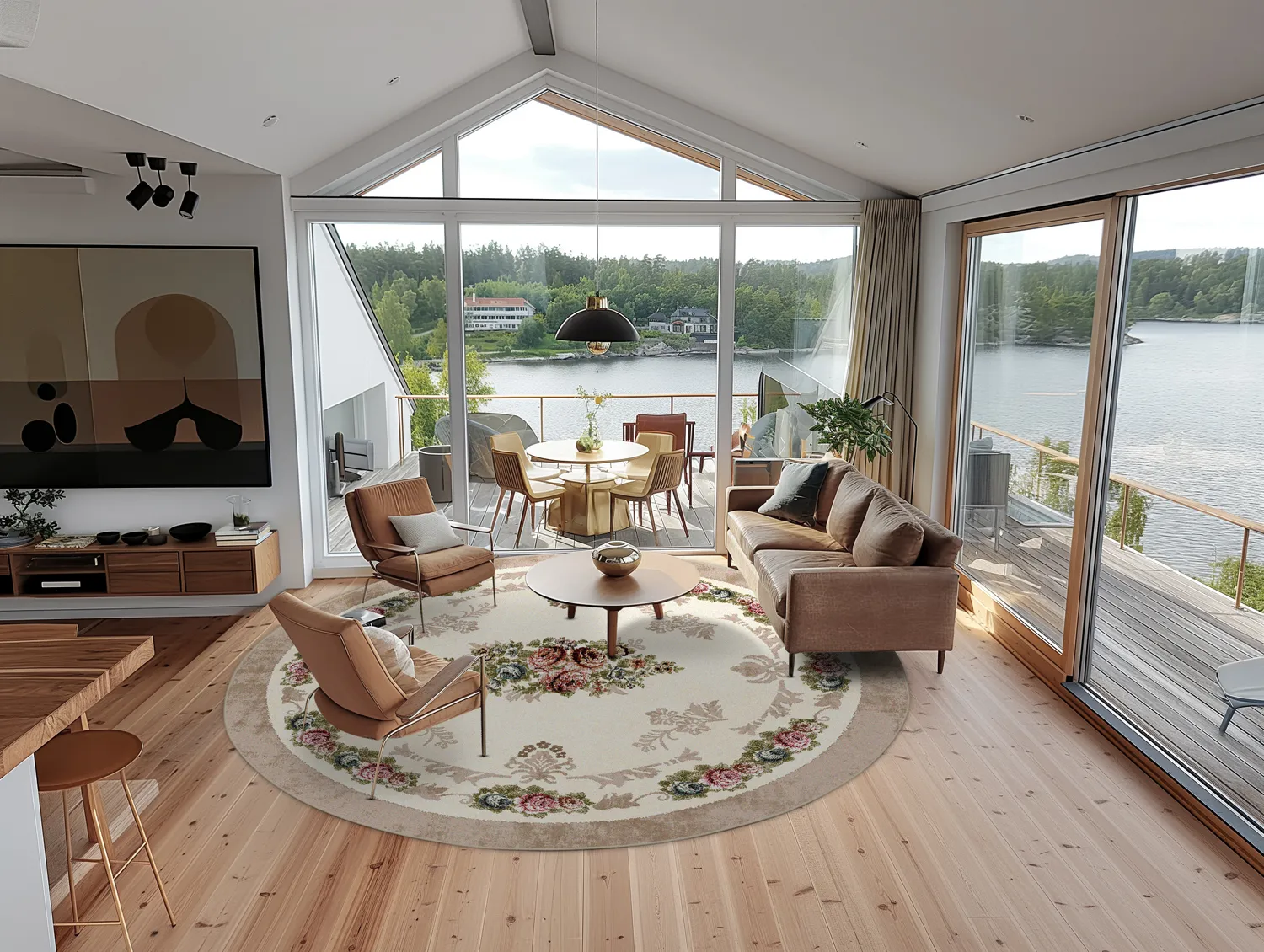 Round rug - Delpha (beige/multi)