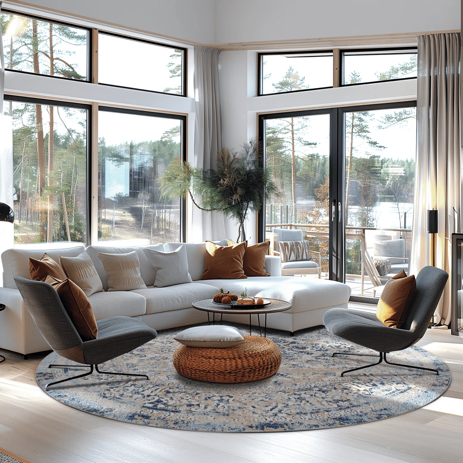 Round rug - Denizli (blue)