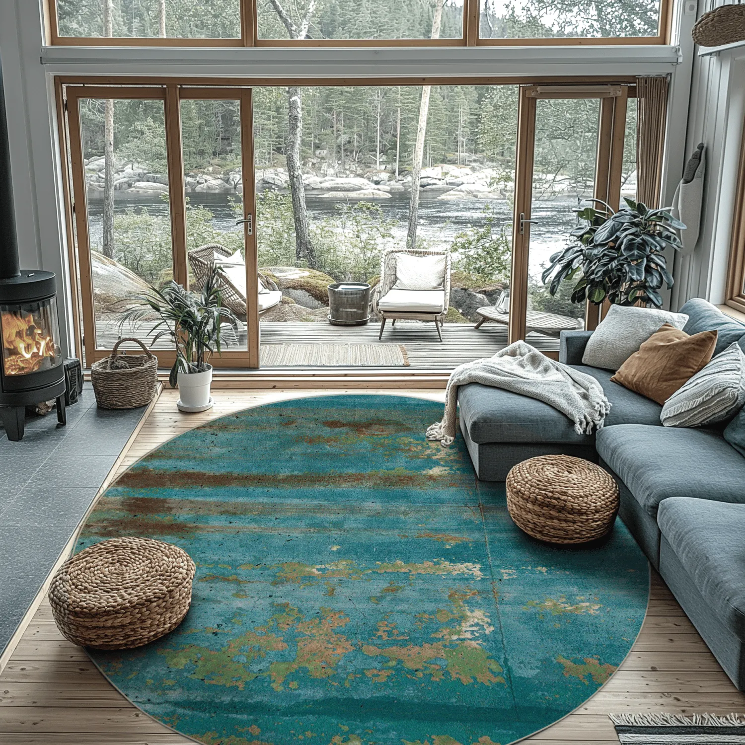 Round rug - Domont (turquoise)