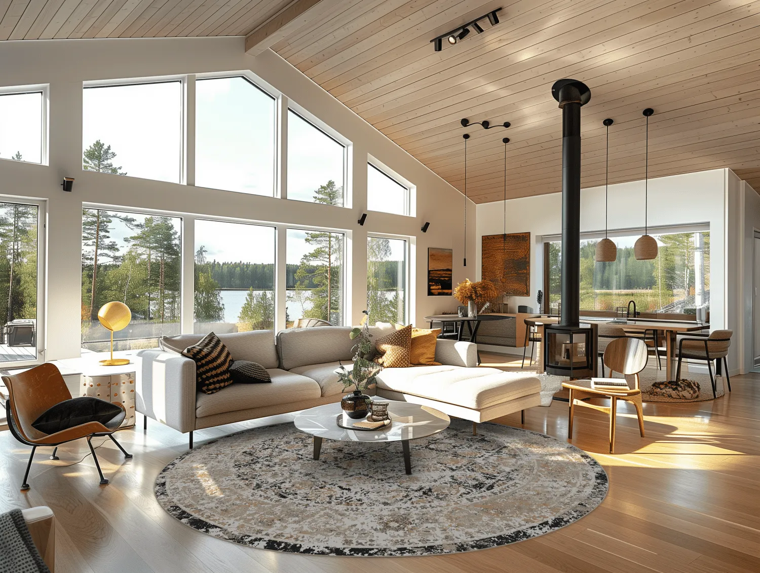 Round rug - Douz (black/multi)
