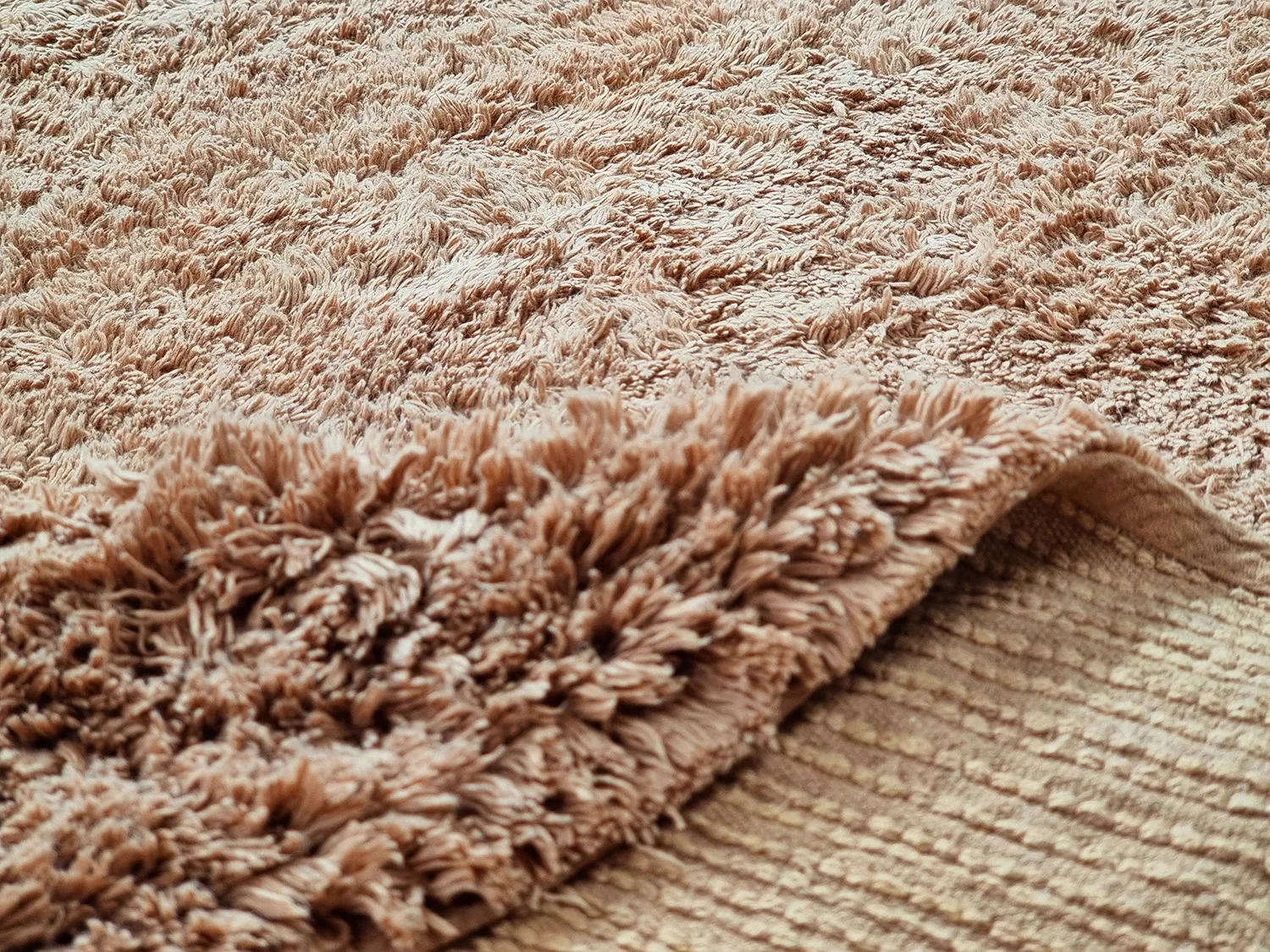 Round rug - Ebba Natural Cotton Shaggy (brown)