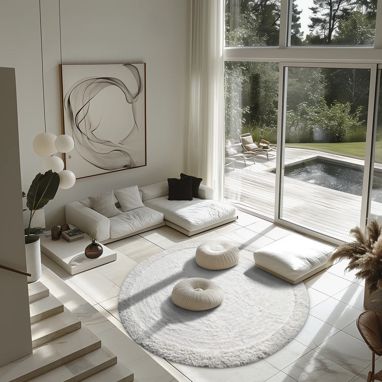 Round rug - Ebba Natural Cotton Shaggy (offwhite)
