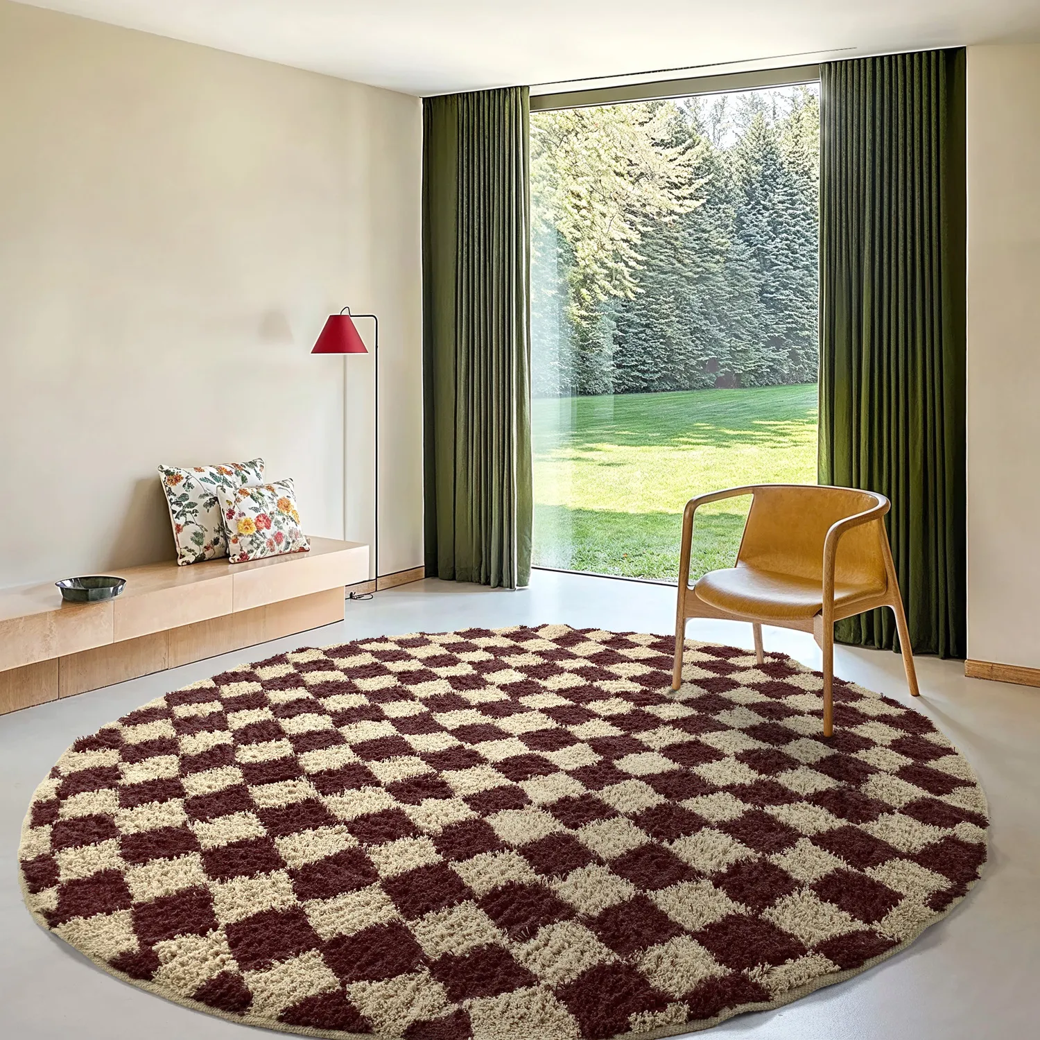 Round rug - Elsey Natural Cotton Shaggy (beige/brown)