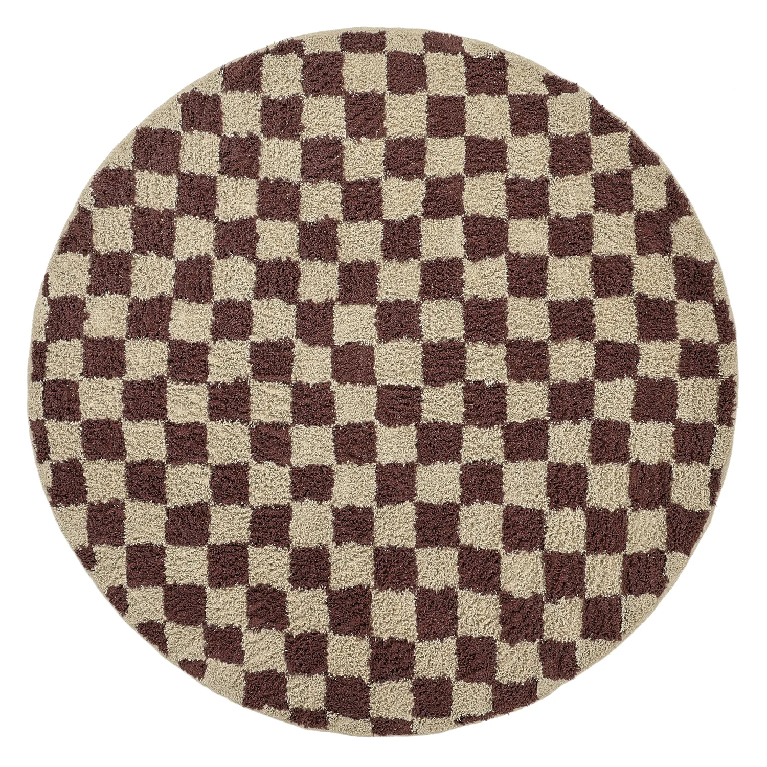 Round rug - Elsey Natural Cotton Shaggy (beige/brown)