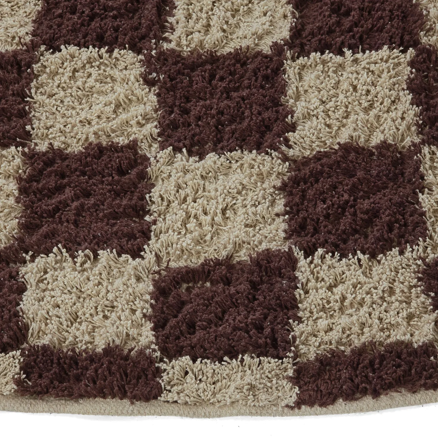 Round rug - Elsey Natural Cotton Shaggy (beige/brown)