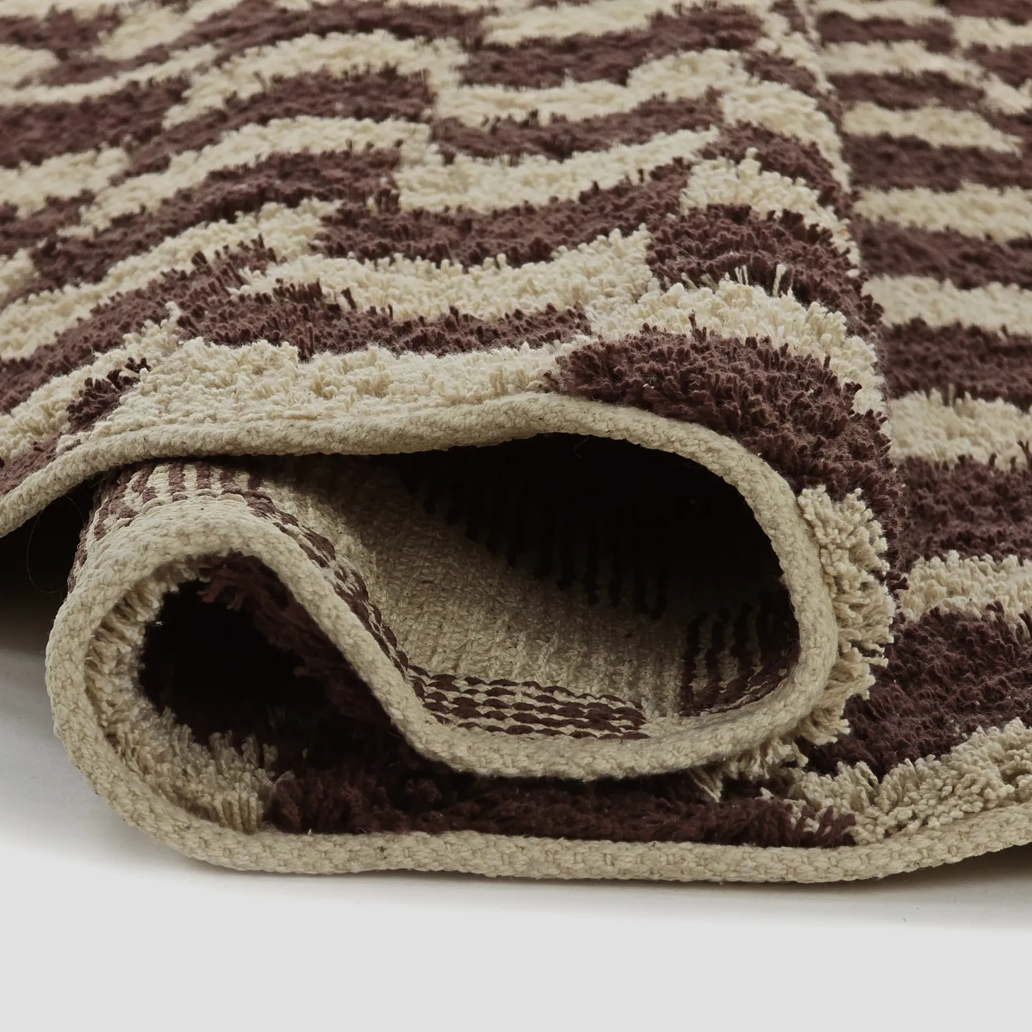 Round rug - Elsey Natural Cotton Shaggy (beige/brown)