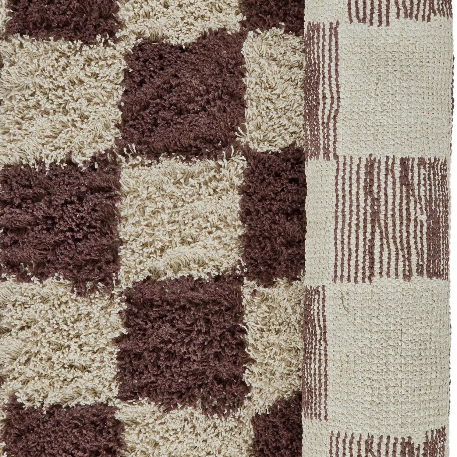 Round rug - Elsey Natural Cotton Shaggy (beige/brown)