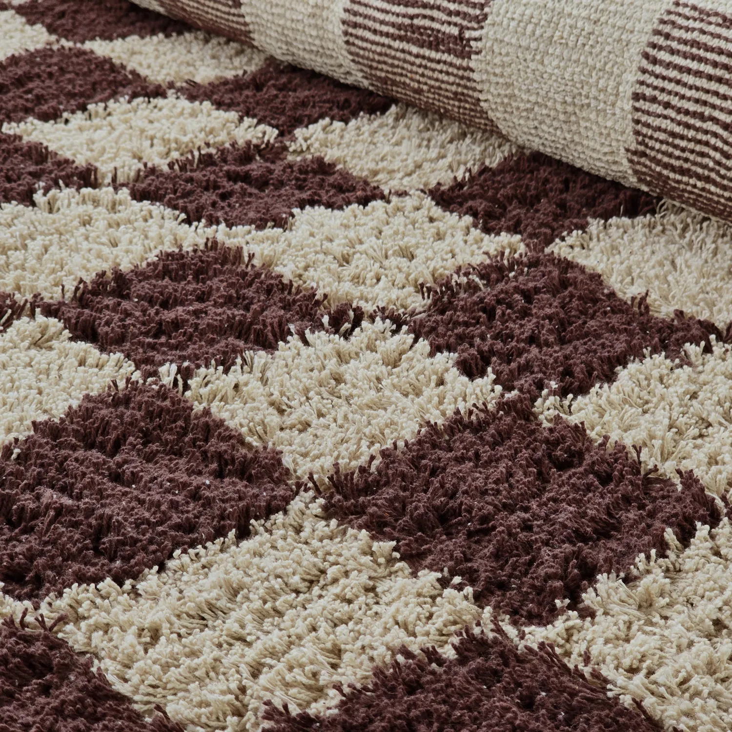 Round rug - Elsey Natural Cotton Shaggy (beige/brown)