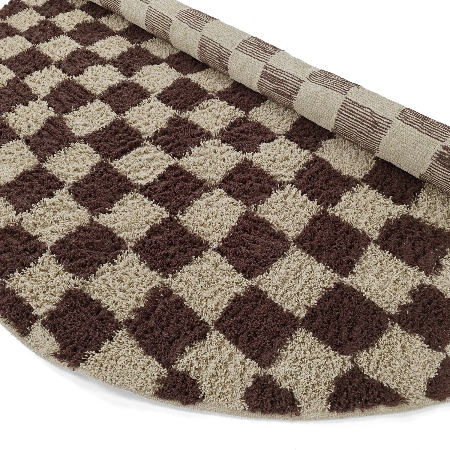 Round rug - Elsey Natural Cotton Shaggy (beige/brown)