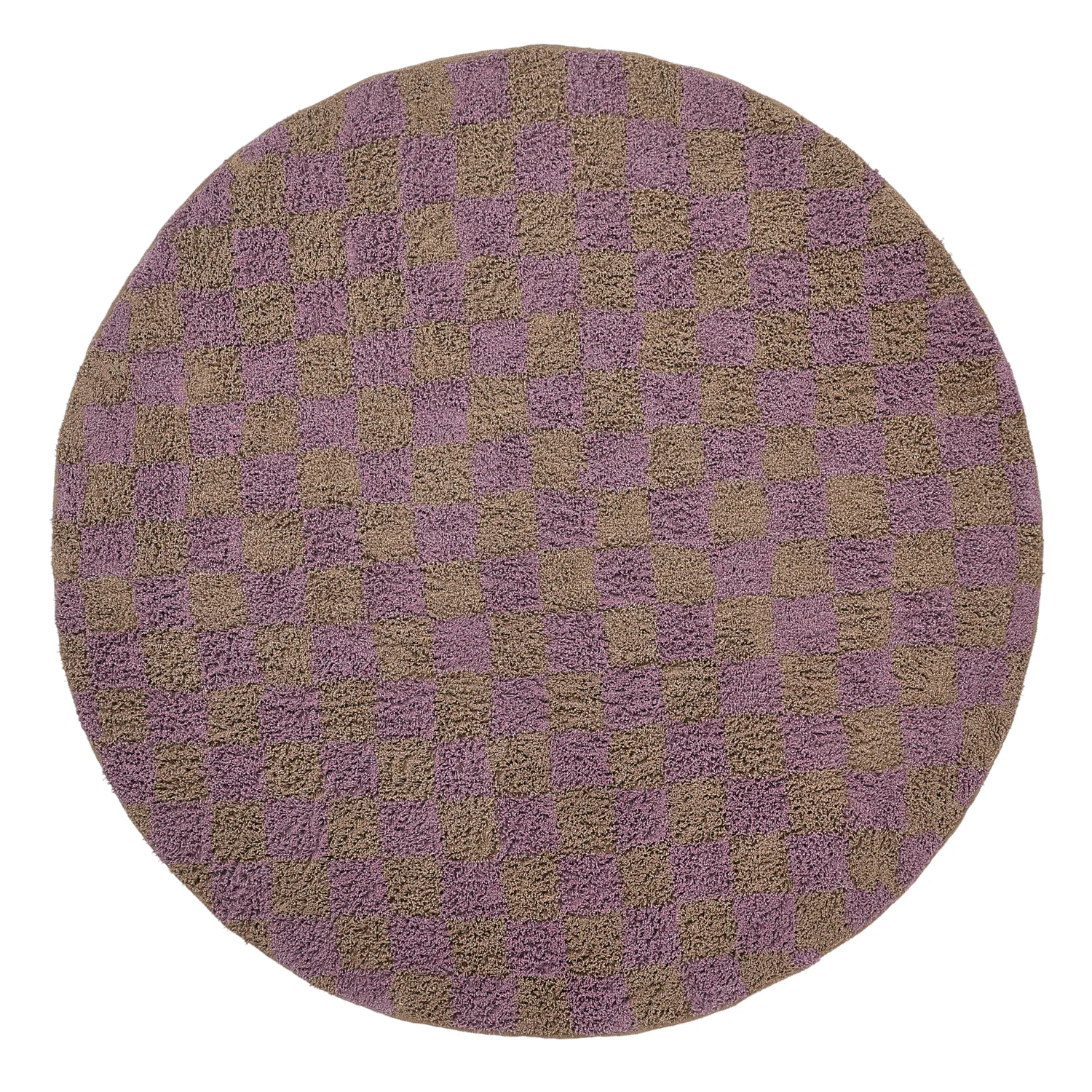 Round rug - Elsey Natural Cotton Shaggy (brown/purple)