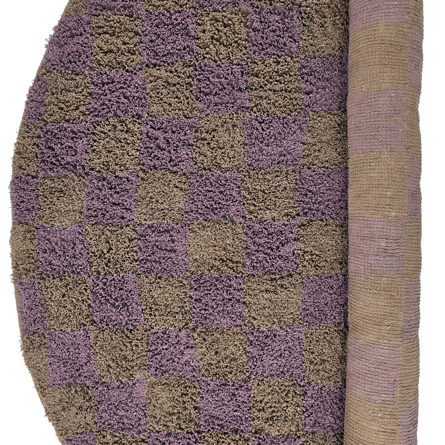 Round rug - Elsey Natural Cotton Shaggy (brown/purple)
