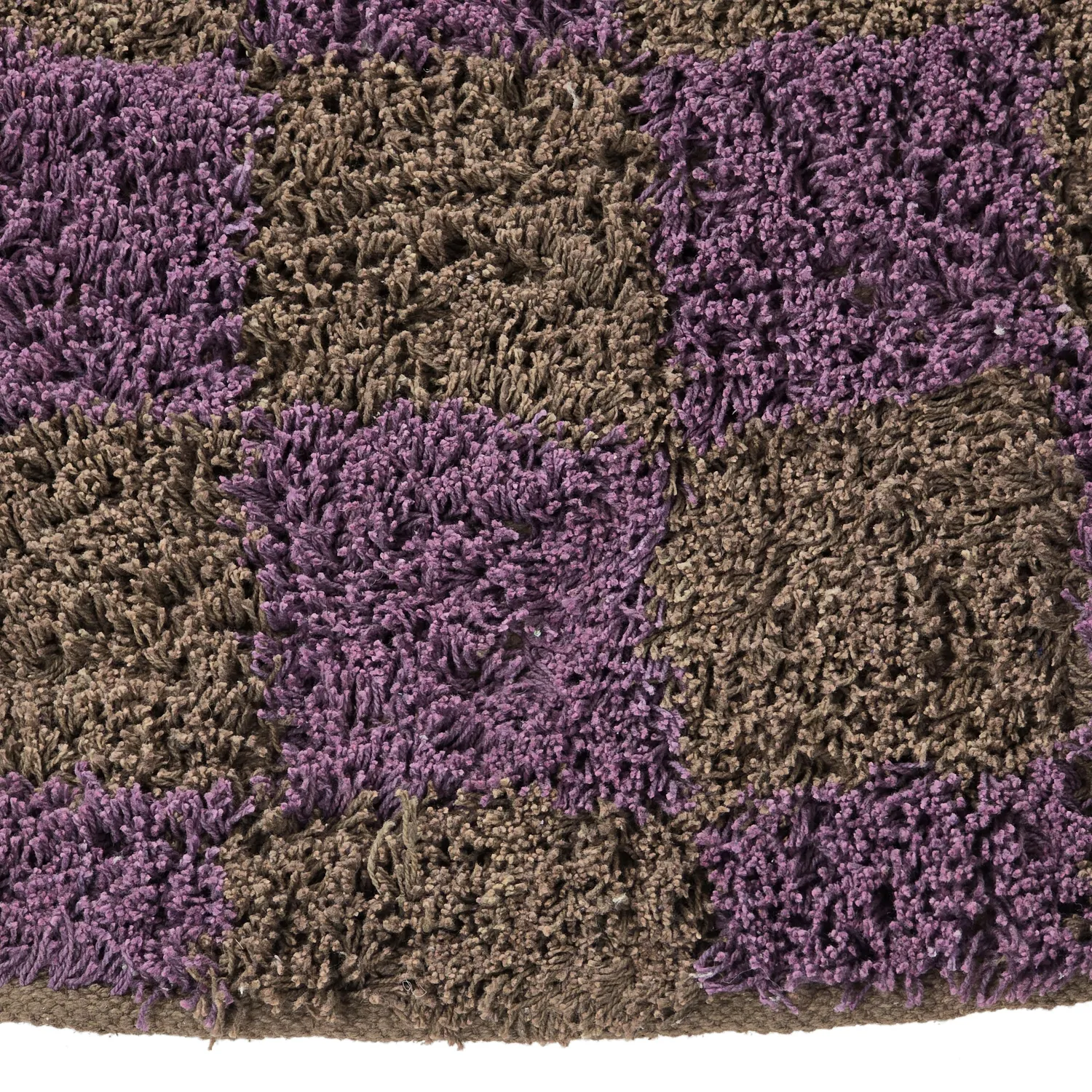 Round rug - Elsey Natural Cotton Shaggy (brown/purple)