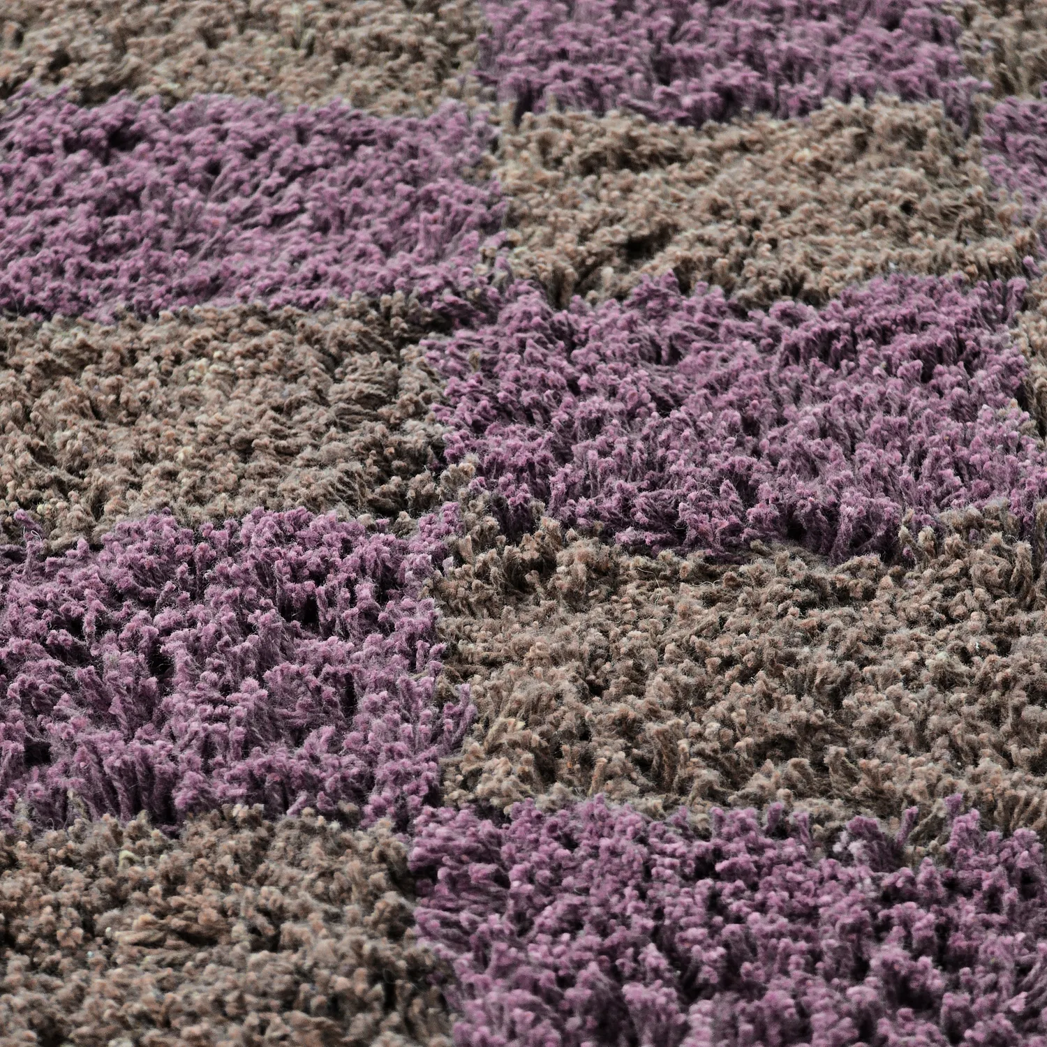 Round rug - Elsey Natural Cotton Shaggy (brown/purple)